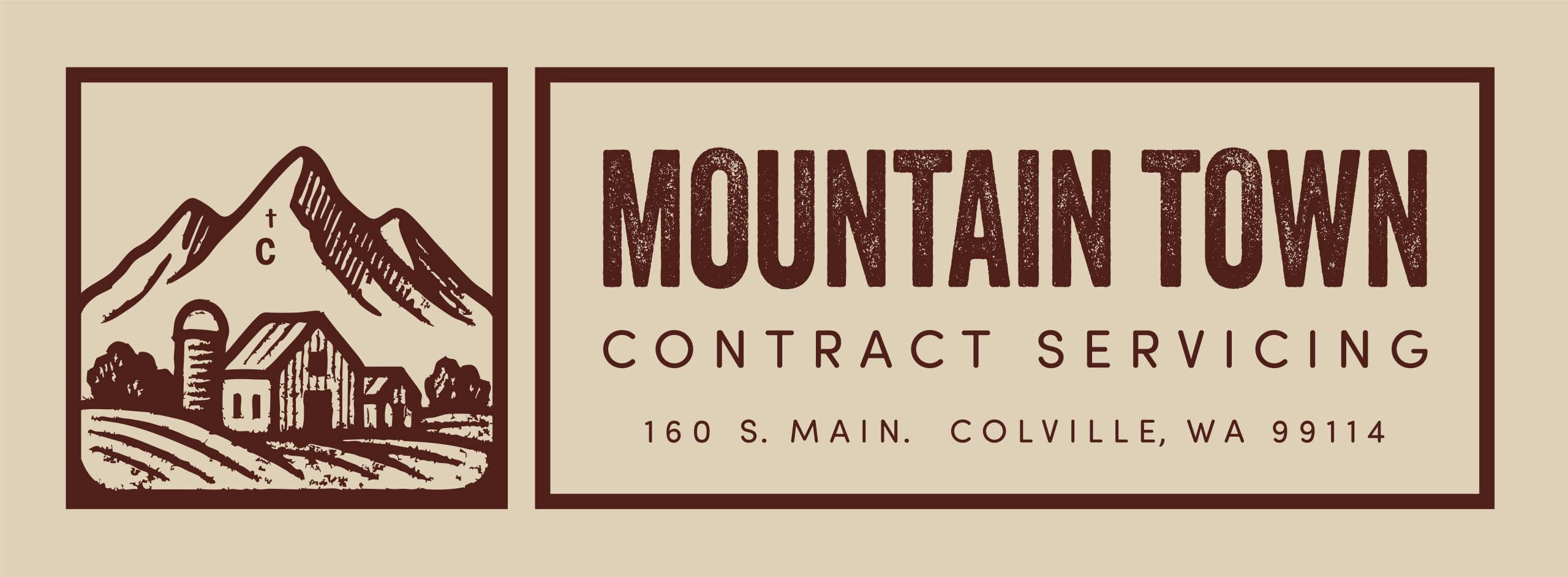 Mountain Town Contract Servicing logo — barn and mountain illustration